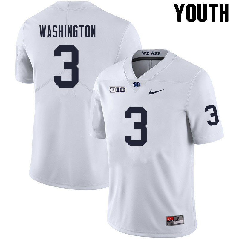 NCAA Nike Youth Penn State Nittany Lions Parker Washington #3 College Football Authentic White Stitched Jersey IUD8798TH